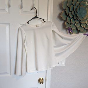 DRAMA!  Capelet attached TOP !  | M | EUC | Soft White | STRETCH!